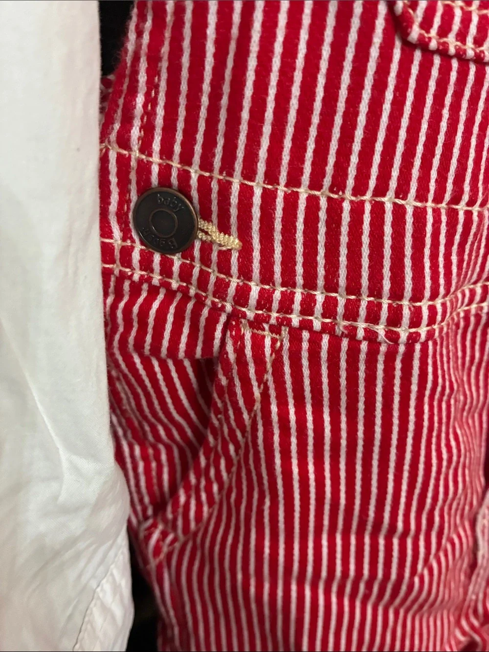 OshKosh B'gosh Red & White Stripe Kids Overalls